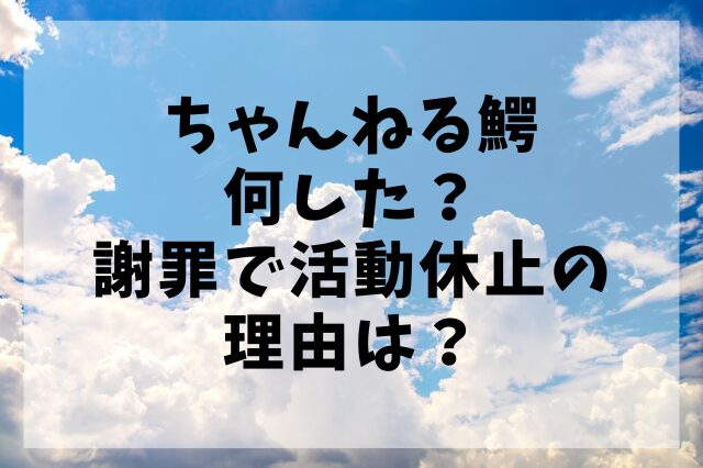 ちゃんねる鰐何した？謝罪で活動休止の理由は？